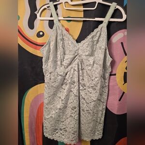 Torrid Size 2 Lace Camisole Top Short Nightie Light Mint Green Lace Lingerie